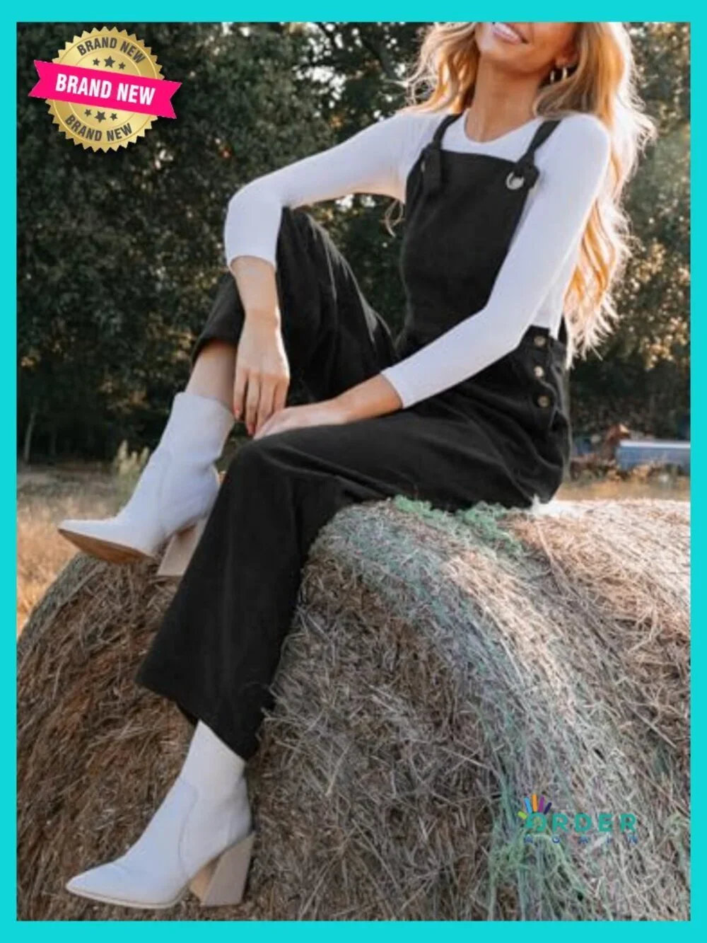 Corduroy Overall Jumpsuit Wide Leg Square Neck Self Tie Strap Fall Casual Romper